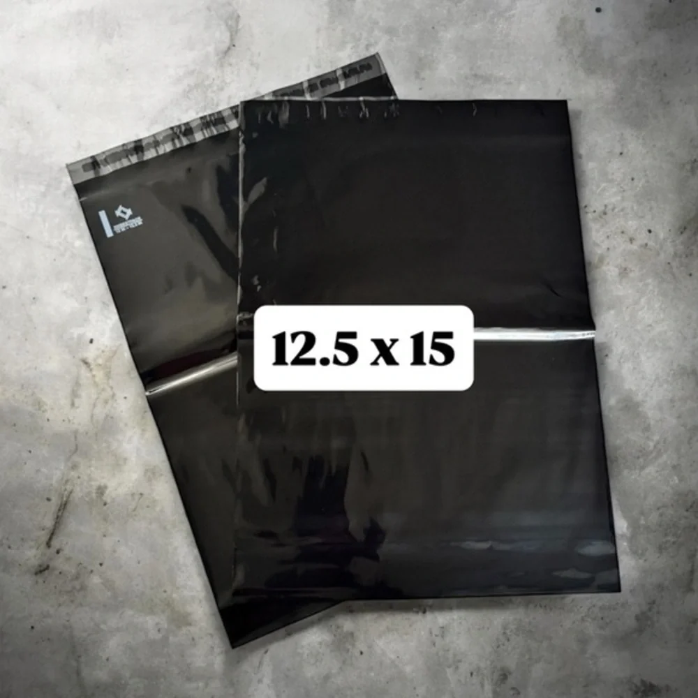 (10) 12.5x15 LARGE Black Poly Mailers